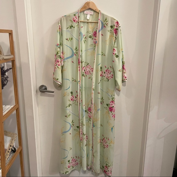 OSCAR DE LA RENTA PINK Long floral robe size 8 - Picture 2 of 6